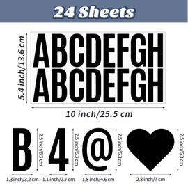 24 Sheets Letter Stickers, 2.5'' Self Adhesive Vinyl Letters Numbers Kit, Black Number Stickers for Mailbox Classroom Home Door Window Decor