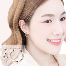 Women's Hoop Earrings, Popular, Hypoallergenic, Cute, Silver 925, Gold Coating, Silver Sterling Silver Yellow Gold, No Gemstone