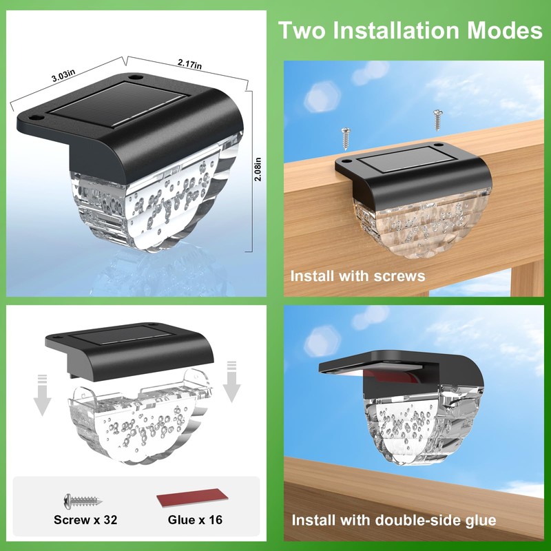 Melunar 16 Pack Solar Deck Lights Outdoor, Solar Step Lights