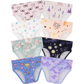 BliBliTaTa Girls' Underwear,Soft Cotton Tagless Panties for Toddlers' & Little Kids' Comfort,Breathable Briefs in Sizes 18-24 Months,2T,3T,4T,5T,6T,7,8,10,12 Years Old,8-Pack Rainbow 5