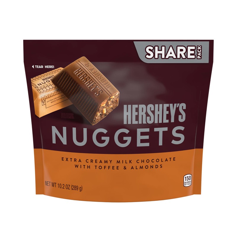 HERSHEY'S NUGGETS Milk Chocolate, Toffee and Almonds Candy Share Pack,