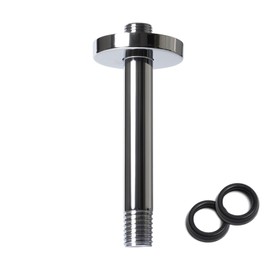 8 Inch Shower Arm with Flange, Ceiling Mounted Shower Head Extension Arm, 1/2 NPT Straight Arm for Rain Shower Head, Stainless Steel Shower Head Extension Replacement Pipe Arm,Chrome