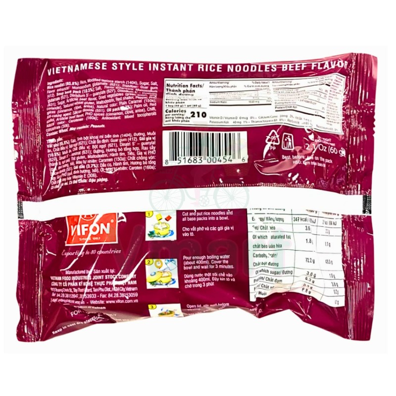 Vifon Vietnamese Style Instant Rice Noodles Beef Flavour Pho Bo