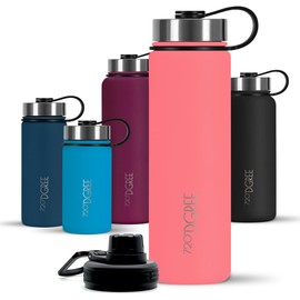 720°Dgree Stainless Steel Drinking Bottle "noLimit" - 950ml, 1200ml - Leak-Proof, Suitable for Carbonated Drinks, BPA Free, Insulated Bottle with Screw Cap for Sports, Fitness, Outdoors + Sports Lid, Pink, 950ml