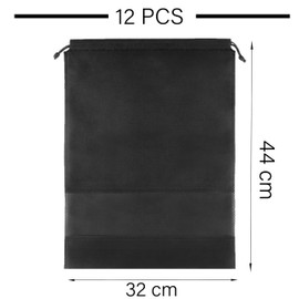 Esshogo Waterproof and Dustproof Portable Shoe Bag with Transparent Window and Cord Clamping, Non-Woven Travel Shoe Bags, Black, simplicity