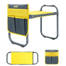 Jardineer Gardening Kneeler and Seat, Foldable Garden Stools for Seniors Gifts, Kneeling Stool and Knee Pad in One Step, Portable Gardening Bench Load Cap 350 lbs with Tools Bag