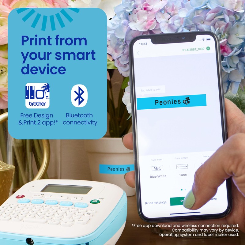 Brother P-Touch PT-N25BTV3 Personal Connected Label Maker, Bluetooth, Design&Print2 app,