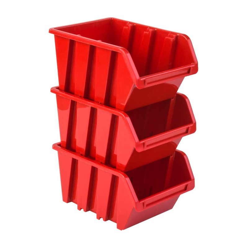 PAFEN Set of 100 x Stacking Boxes NP4 Red Storage