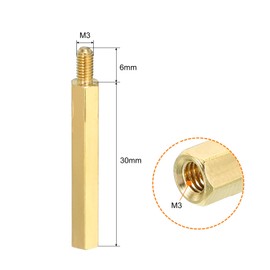 PATIKIL 30mm+6mm M3 Standoff Screws, 40 Pack Brass Hex PCB Standoffs Nuts for Motherboards, Computer Cases, Circuit Boards, Electronics, Gold Tone