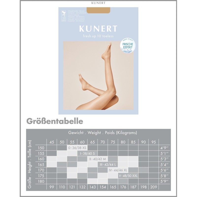 KUNERT Damen Strumpfhosen Fresh Up 10 Toeless klimaregulierend 10 DEN