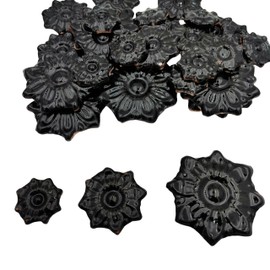 500g Random Ceramic Mosaic Tiles for DIY Crafts,3 Sized Mosaic Pieces for Plates Flowerpots Making Supplies Home and Outdoor Decoration (Black, Flower)