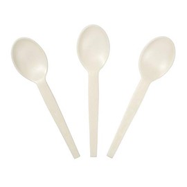 AmerCareRoyal Plant Starch and Polypropylene Unwrapped Disposable Soup Spoons for Restaurants and Catering, 7", White, Pack of 1000