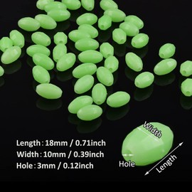 Luminous Fishing Beads,80pcs/Box Hard Plastic Glow Fishing Bead Saltwater Oval Egg Beads for Fishing Rigs Glow in Dark