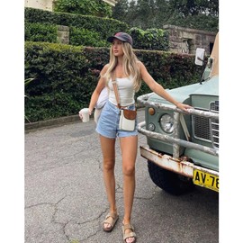 BOSTANTEN Small Crossbody Bags for Women Trendy Leather Phone Wallet Purses Handbags Adjustable Guitar Strap Beige with Brown