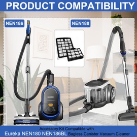 4 Replacement Filter Kits Compatible with Eureka NEN180 NEN186BL Bagless Vacuum Cleaner, Includes 4 Dust Cup Cartridges and 4 High Efficiency Filters