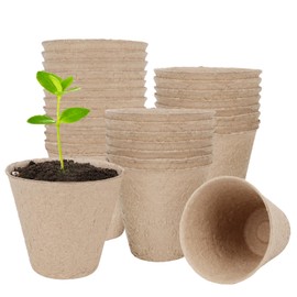TAOLABV 30 Packs Peat Pots, 3.1 Inch Seed Starting Pots Without Drainage Holes, Biodegradable Round Nursery Pot, Starting Seeds of Vegetables, Herbs, and Flowers