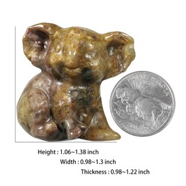 Nupuyai 2pcs Ocean Agate Mini Crystal Stone Statue Carved Animal Kangaroo Set, Energy Healing Stone Figurine Spiritual Ornament Home Office Decor