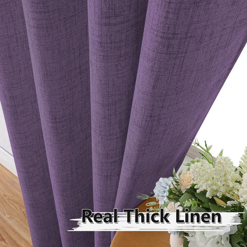 Tollpiz Short Linen Tier Curtains Rod Pocket Semi Sheer Half