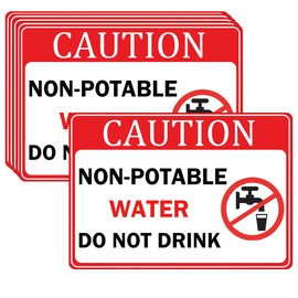 Non Potable Symbol Stickers 15 Pcs Caution Non-Potable Water Do Not Drink Sign 3.5×5 Inch Do Not Drink Safety Danger Caution Sign Decal (RED)
