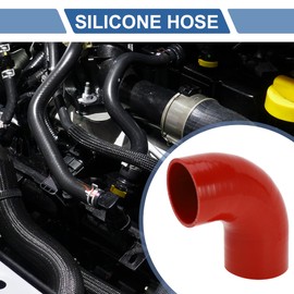 A ABSOPRO 1 Stück 90mm/3,54" ID 120mm/4,72" Länge 90 Grad Rotes Auto Silikonschlauch Kühlmittelschlauch Universal