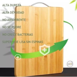 Lagom Tabla Picar Cortar Alimentos Carnes Lagom 24x34cm De Bambú Y Madera Orgánico Natural 3 En 1 Alta Densidad Y Dureza Con Agarradera Colgable Excelente Artesanía Sin Daño A Cuchilla Facil De Limpiar