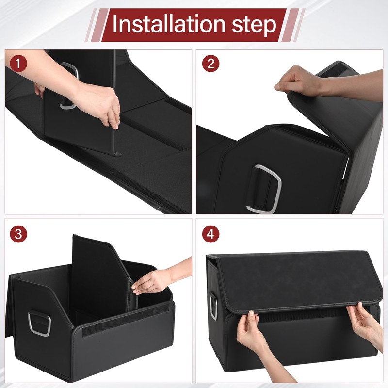 JEYODA Suede Leather Trunk Organizer, Large Capacity Soft Car Organizers