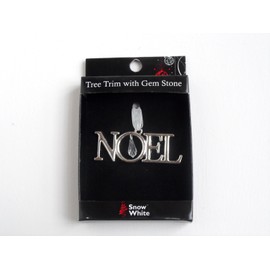 Silver Xmas Tree Trim In Noel Design With Jewel - Part Of A Range Of Quality Christmas Hanging Decorations