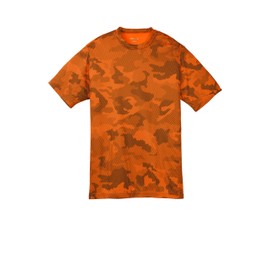 SPORT-TEK Youth CamoHex Tee Neon Orange