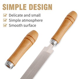 Lyntamy Wood File 15pcs Wooden File Special Handle Burr Free Steel File Round Hole Small Wooden Handle (4mm+5mm+6mm) Easy to Use