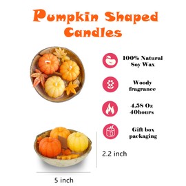 Fall Decor Thanksgiving Pumpkin Soy Candles Fall Scented Candle-Village Farmhouse Rustic Aesthetic Decoration for Indoor Room Tables