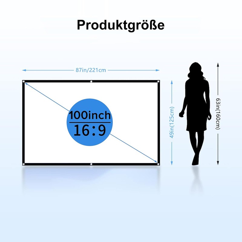 Projector Screens, 100 Inches, Indoor Outdoor Projectors, 16:9 HD Foldable