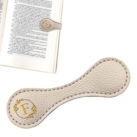 Estivaux Leather Magnetic Bookmarks for Women Men, Capital Letters Bookmark Monogram Book Marker Clip with Gold Initials Beige White Leather Bookmark Charm for Book Lover Readers (Letter F)