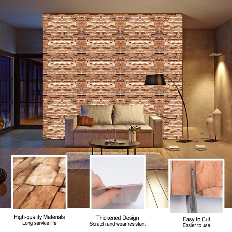 HOMMDECO 3D Brick Wall Panel 10PCS Wall Panels Peel and