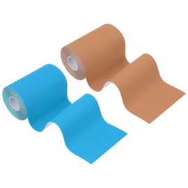 PATIKIL 16.4Ft x 4 Inch Kinesiology Tape, 2 Rolls Adhesive Cotton Sports Muscle Support Tapes Waterproof Elastic Tape for Knee Ankle Wrist Shoulder, Skin Color/Sky Blue