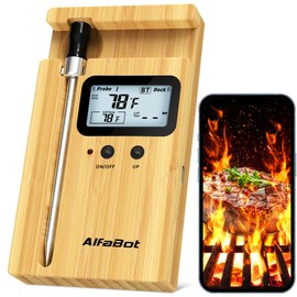 AlfaBot K2 Meat Thermometer Smart Wireless 160 m Bluetooth Grill Thermometer, Meat Thermometer Roasting Thermometer for Oven Grill Smoker Rotisserie Airfryer, App Control