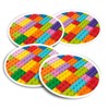 Vinyl Round Stickers (Set of 4) 10cm - Colourful Building Blocks Toy Game for Laptops, Tablets, Luggage, Scrap Booking, Fridges #50574