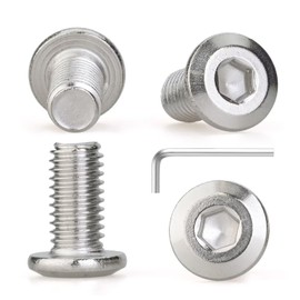 M4 x 6mm 60 Pcs Flat Round Head Hex Socket Cap Screws, 304 Stainless Steel Bolts, Fully Threaded, Bright Finish, Includes Hex Wrench, Furniture, DIY, 3D Printing