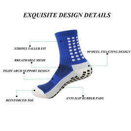 Men's Soccer Non Skid Ball Socks Anti Slip Grip Non Slip Socks, Shin Guard Sleeves, Guard Straps for Football (blue)