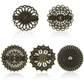 FAENK Pack of 5 Vintage Cardigan Clip Set Cardigan Clips Women's Round Vintage Cape Brooch Scarf Clip Gold Collar Dress Clips Shirt Clips Brooches for Clothing Vintage, Metal