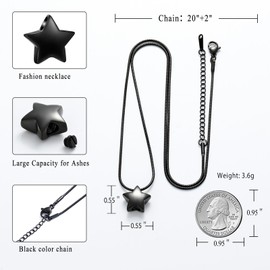 Small Star Charm Cremation Urn Pendant Ashes Memorial Necklace for Woman Free Filling Kits Include