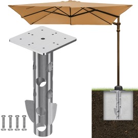 Lifeswell Universal In-Ground Umbrella Base, Rust-Resistant Steel Concrete Holder, Space-Saving Design for Outdoor Offset Cantilever Upright Umbrella Stand