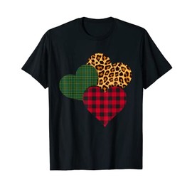 Plaid Hearts, Vintage Leopard Print Tee for Valentine's Day T-Shirt
