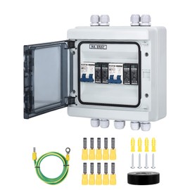 DIHOOL DC Disconnect Switch Box with PV Surge Protector, Solar Circuit Breaker, 40 Amp DC1000V 2 String 2 in 2 Out