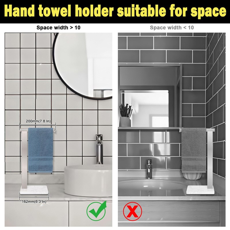 Stainless Steel L-Shaped Hand Towel Holder, SUS304 Bathroom Towel Rack