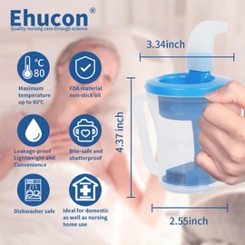 Ehucon Dysphagia Cups for Swallowing People, Provale Cup 5CC or 10CC of Liquid Each Time for Prevent Chocking (Blue-Lid)