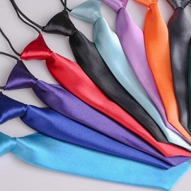 10 Pcs Solid Color Men's Necktie Adjustable Elastic Zipper Ties Classic Satin Skinny Neck Tie Slim Plain Ties for Boys Girls School Uniform Graduation Adult Men Women Business Wedding