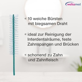 wellsamed Wellsabrush Pack of 10 Interdental Brushes Size S ISO 1: 0.42 mm Brush Size 2.0 mm Fine for Effective Cleaning Between Teeth