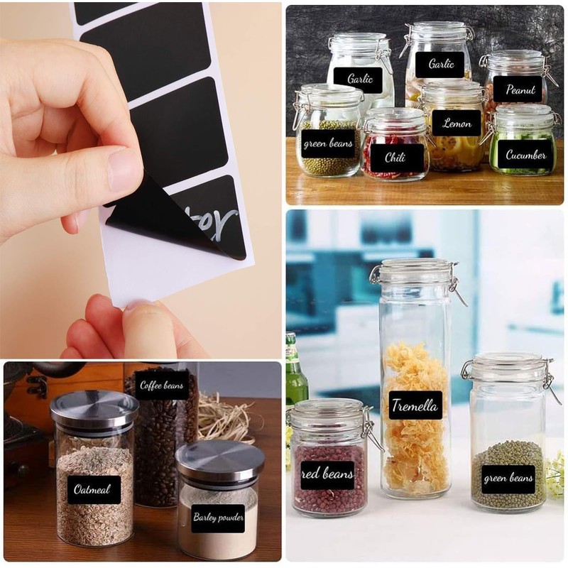Chalkboard Labels, 300PCS Waterproof Blackboard Reusable Sticker Label with 1