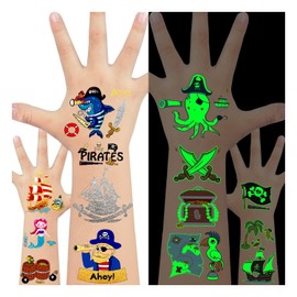 LEADTEAM Pirate Children's Birthday Party, Pack of 34 Pirate Tattoos, Children's Boy Stickers, Pirate Toy, Pirate Game, Pirate Treasure Party, Small Gifts, Children's Party Bags, Children's Birthday