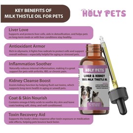 Holy Pets Milk Thistle for Dogs & Cats – 100% Pure Oil, Liver Support, No Additives, Fillers, or Preservatives – Natural Antioxidant – 4 oz Large Bottle for Extended Pet Support